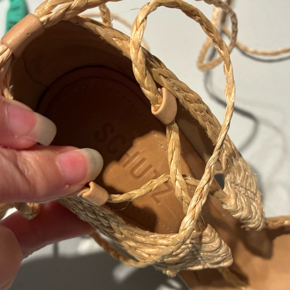 NEW Schutz Sandalia Alto Heeled Lace Up Sandal in Natural Size 5 - Picture 10 of 10